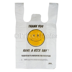 Thank You Smile Face 18 Micron Plastic Shopping Bags – ANS Plastics Corp.